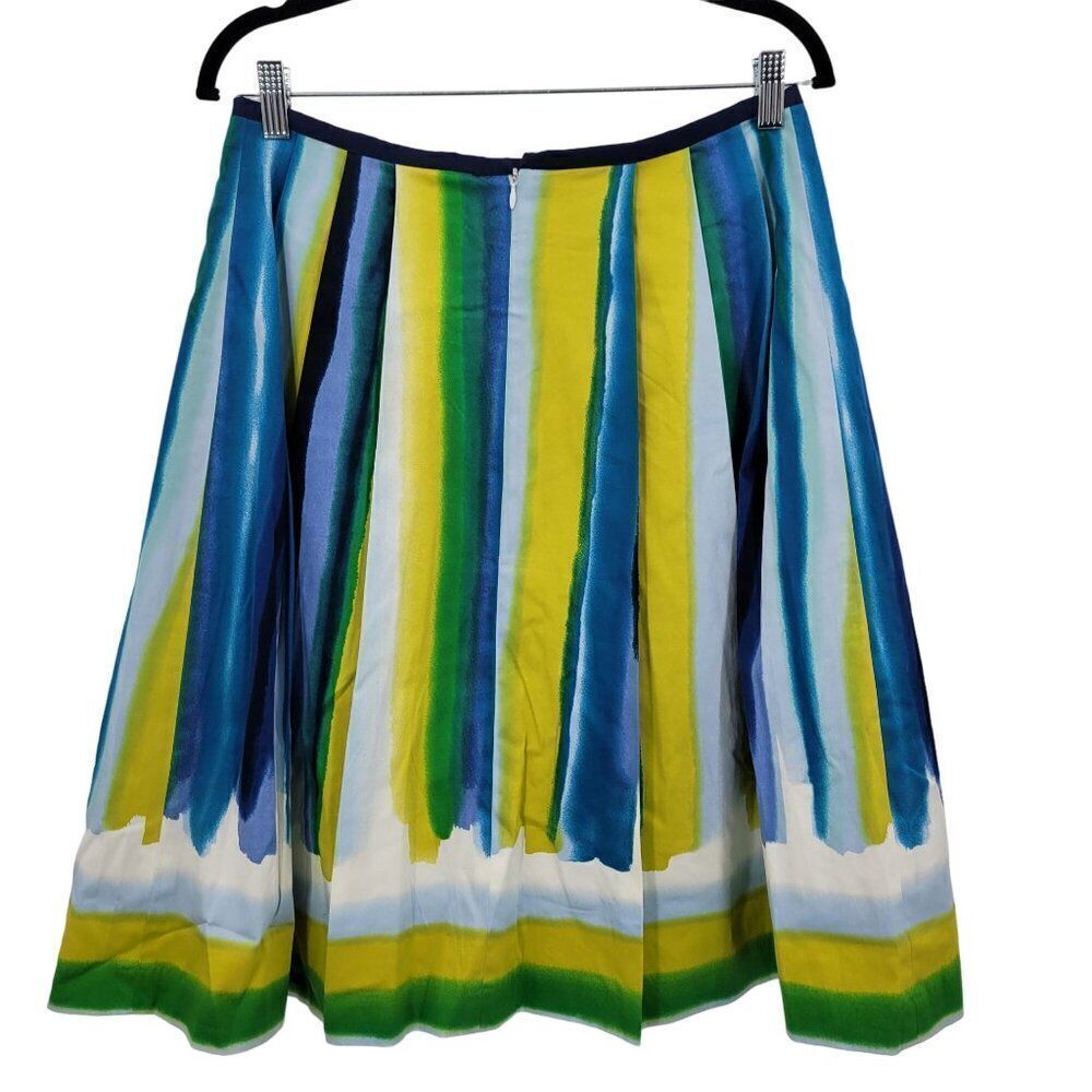 Handmade Skirt M Colorful Striped Pleated Aline Full Tea Length‎ Pockets Vibrant